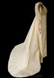Size 8 Wedding Dress - Grand 1960s Net & Satin Empire Bridal Gown with Twining Pearl Beadwork - Regency Style - Unworn - Bust 35 - 36360-1