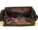 1930s 1940s Cocoa Brown Purse - Lush 30s 40s Panne Velvet Clutch Handbag - Art Deco Brass Knobs - Unique Opening - Lewis Collector Bag