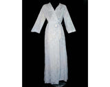 40s Hollywood Style Silver Gray Silky Rayon Jacquard Robe - Summer - Lounge - Size 6 7 8 - Small - Bust 34 to 35 - NOS - Deadstock 41195-1