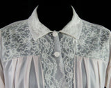 Size 10 Boudoir Bed Jacket - Sheer Pink Tricot over Lace - 50s 60s Lingerie Bedjacket - Henson Kickernick - Medium Sweet Boudoir - Bust 37