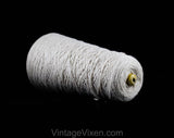 Natural Ecru Yarn with Woolly Texture - Over 1 Lb Cone - Oatmeal Pale Beige Wool Like Fiber - 1980s Fiber Arts Nylon Blend - North Carolina