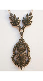 Splendid 1910s Sterling and Marcasite Necklace & Earrings - Titanic Era - Demi-Parure - Silver - Pendant - Antique - Victorian Style - 34040