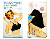 32A Black Bra - ca. 1963 Perky Black Brassiere with Half Sheer Cups - Style 1161 Deadstock NIB by Playtex Living - Size 32 A - Bust 32 to 35