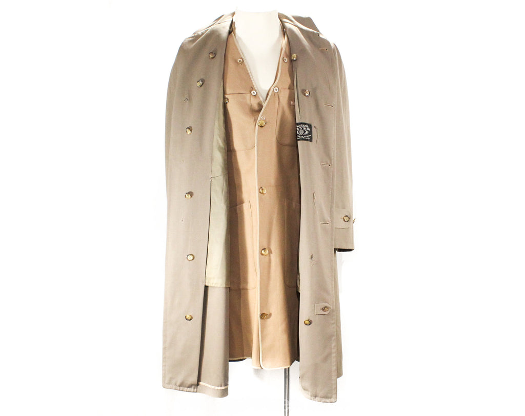 Mens Large 1940s Gabardine Coat - Exceptional 40s 50s Tan Wool