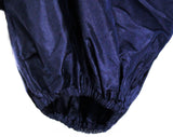 Size 8 Designer Evening Top - Gorgeous 1980s Navy Blue Silk Blouse by Bill Blass - Balloon Sleeve & Sheer Bodice - Ballroom Formal - Bust 35