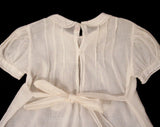 50s Toddler Dress - Size 6 Months - 1950s White Cotton Frock - Antique Style - Daisy Pink & Green Embroidery - Hand Sewn Tucks - 43449