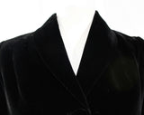 Size 8 40s Suit - 1940s Black Velveteen Jacket & Skirt with 1910s Look - Cutaway Hacking Jacket with Rounded Hem - Italian Tailor - Waist 27