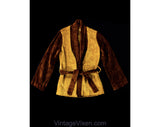 Child Size 12 Robe - 1960s 70s Hippie House Coat - Boys or Girls Two Tone Brown Gold Velour Lounge Bathrobe - Unworn Deadstock - Chest 31