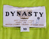 Size 6 Asian Jacket - Turquoise Orange Green Quilted Blazer - Oriental Polynesian with Chartreuse Lining - Dynasty Label - Bust 33.5 - 48655