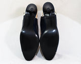 Size 8 Navy Blue Shoes - Never Worn 1980s Career Woman Heels - Late 70s Early 80s Slingback - White Chevron Toe - Hush Puppies NOS Deadstock