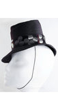 Tilt Hat - 1930s Hollywood Marlene Dietrich Style - 30s 40s Black Stovepipe Hat with Paillettes - New York Label - Mint Condition - 35952