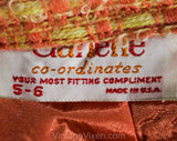 XXXS 60s Boucle Tweed Skirt - Melon Orange & Yellow Wool A-Line - 1960s Office Secretary - less than Size 000 - Waist 21 - NWT Deadstock