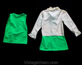 Girls Size 8 Flapper Style Dress - Mod 1960s Child's Lime Green Spring Shift with Matching Vest - 60s Mini Go-Go Girl - 1920s Look Deadstock