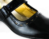 Size 1 1/2 Girl's Mary Jane Shoes - Authentic 1950s 60s Little Girls Black Patent Leather Look Vinyl - Child Size 1.5 C - 50s Deadstock NIB