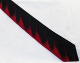 1950s Schiaparelli Red & Black Silk Tie - 1950s MCM Faux Torn Fabric Effect Trompe L'Oeil Necktie - Mid Century Modern 50's Designer Cravat