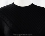 Size 10 Italian Wool Dress - 1960s Black Asymmetric Cabled Sweater Knit by Cadillac - Long Sleeve - Top Quality 60s NWT Deadstock - Bust 37