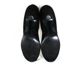 Size 5 1940s Black Suede Shoes - Unworn 40s Pin Up Girl High Heels with Jagged Sawtooth Cutouts - Round Toe - Beautiful WWII NOS Deadstock