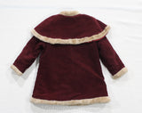 Size 6 Girl's Winter Coat - Victorian Inspired Burgundy Overcoat - Child's Size Retro Tailored Outerwear - Faux Fur with Shoulder Cape