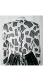 Size 8 Party Dress - 1990s Metallic Gray Animal Print & Taffeta Cocktail Dress - Sequins - Metallic Shotcloth - Bust 36 - Waist 27 - 39076