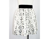 French Fruits Apron - Black & White - 1950s - Pommes - Lemones - Citron - Pears 41508