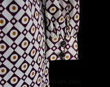 Size 10 Mod Mini Dress - Geometric 60s Sheath - Purple Amber & White Tile Print Long Sleeved Shirt-Dress - NOS 1960s Deadstock - Bust 38
