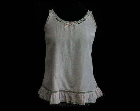 1920s Pink Crepe Toddler's Chemise with Ribbon & Lace - Size 18 24 Months - Girls Summer Slip - Childrens 20s 30s Underslip - 1930s - 26884