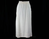 Size 14 Antique Ivory Day Skirt - 1910s Summer Weight Cotton - Faux Pockets & Shell Buttons - As Is - Poor Condition - Salvage - Waist 32