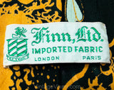 1940s Novelty Print Tie - Violin Music Theme Forest Green Pink & Orange Satin Mens Tie - Wide Swing Era Necktie - Dragonflies Insects