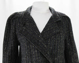 Size 8 Retro Jacket - 1930s Inspired 1990s Coat - Medium Size Striped & Flecked Wool - Charcoal Gray Navy Black - New York Girl Label