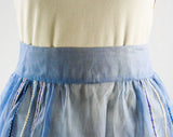 XL 1950s Sheer Blue Apron with Rick-Rack Trim - Size Large XLarge - Waist 30 to 34 - Half Apron - Wedgwood - Cotton Organdy - 43144