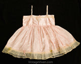 Antique Pink Satin Baby Dress - Toddler's Chemise with Ribbons & Embroidery - Size 2T 18-24 Months - Girls Spring 1910s 1920s Under Dress