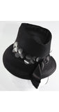 Tilt Hat - 1930s Hollywood Marlene Dietrich Style - 30s 40s Black Stovepipe Hat with Paillettes - New York Label - Mint Condition - 35952