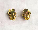 Glam 1950s Filigree Flower Earrings by 'Mistar Bijoux' - Clip On - Goldtone Metal & Citrine - 50s Bombshell - Stunning Glamour - 34701