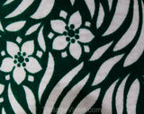 XXXS 1970s T Shirt - Emerald Green & White Tropical Flowers Cotton Jersey Knit Tee - Girls Size 12 - Top Quality Made in Italy - Bust 30.5