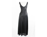 Size 6 Sexy Nightgown - 1970s Black Negligee with Bare Cutout Sides - Sleeveless Small 70s Summer Nightie by Mistee - As Is - Bust 34