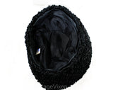 1940s Black Hat in Faux Curly Lamb Fur - 30s 40s WWII Era Millinery with Military Look - 1930s Swing Style Velvet Toy Soldier - Fall Winter