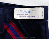 Teen Size 14 1970s Pants - Dark Navy Blue Bellbottoms - Teenage Boy's 70s Denim Style Like Jeans with Red Stripes - Waist 26 - NOS Deadstock
