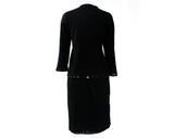 Size 10 Italian Designer Dress - 1950s Black Angora Knit Two-Piece with Deco Beading - 50s 60s Sweater & Skirt - High End Luisa Spagnoli NWT