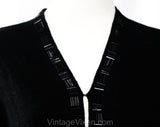 Size 10 Italian Designer Dress - 1950s Black Angora Knit Two-Piece with Deco Beading - 50s 60s Sweater & Skirt - High End Luisa Spagnoli NWT