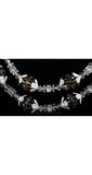 Gorgeous Black & White Cut Glass Necklace by Vendome - Flower-Capped Beads - Double-Strand - Goldtone Metal - Designer 1950s - 28080