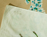 1940s Tiger Lilies Tablecloth - Turquoise Blue & Orange Tropical Floral Print Cotton 40s 50s Table Cloth - Roses Gladiolus Large Rectangle