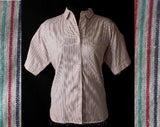 Size 10 Trendy Cotton Top - 1990s 'Trendi' Striped Oxford Shirt - Unique Closures - Retro 90s Ladies with Mens Tailoring - Bust 38 - 36933
