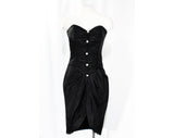 Size 6 Strapless Black Cocktail Dress - Sexy 1990s Party Dress by Gunne Sax Jessica McClintock - Faux 50s Bombshell 90s Pin-Up - Bust 34