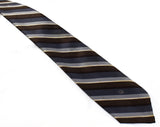 1980s Christian Dior Striped Tie - Classic Gray Brown & Ivory 80s Designer Necktie - Diagonal Satin Stripes - Paris New York - Logo Lining