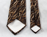 Paco Rabanne Designer Tie - 1970s Men's Necktie - Chocolate Brown Satin Brocade 70s 80s Mens Wear - Preppy Paris France Label - Fall Autumn