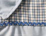 1950s Boy's Summer Shirt & Diaper Cover - Size 12 to 18 Months - 50s Blue Checked Plaid Cotton Baby Play Outfit with Scarecrow Applique