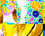 Size 10 Hippie Wrap Skirt - Colorful Floral Patchwork 60s 70s Maxi - Barkcloth Hawaiian Polynesian Summer Fabrics - Medium - Waist 29 to 30