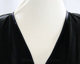 Size 10 Black 40s Style Dress - Made In Early 1990s - Silky Black Velour Knit - Knotted Waist - Medium - Decollete - Bust 36 - 42111