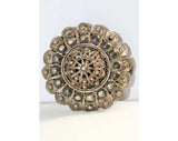 Silver Studded Filigree Dome Brooch - Made In Italy 40s Fine Silver Brooch - 1940s Classic Italian Pin with Tag - Deadstock - NWT 40220-1