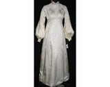 Size 8 Wedding Dress - Gorgeous Pearls & Lace-on-Satin Bridal Gown with Formal Detachable Train - 1960s Empire - Deadstock - Bust 34.5